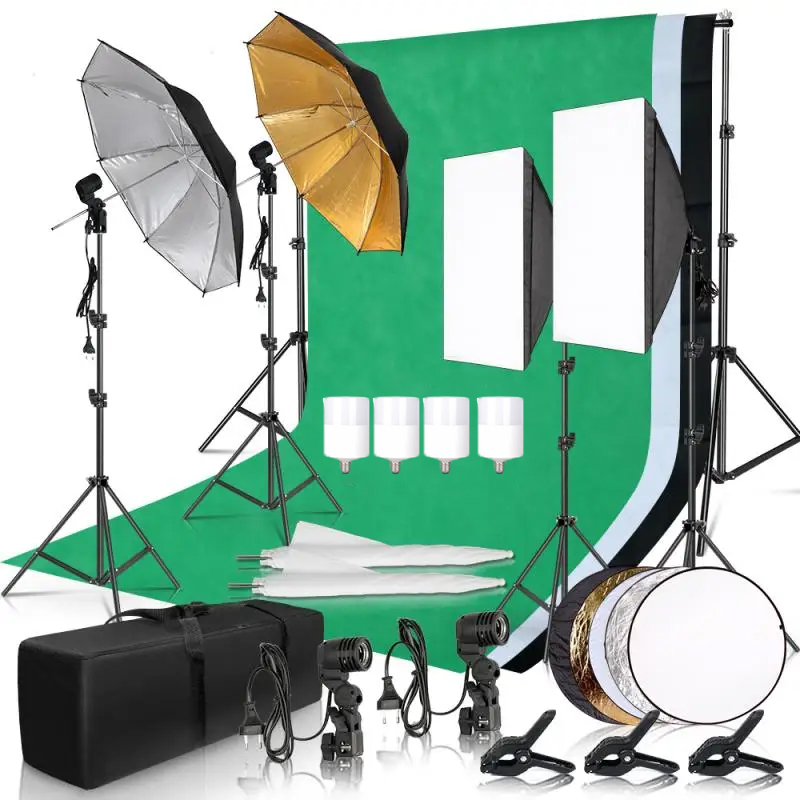 Photography Lighting And Backdrop Kits - Perlengkapan Pencahayaan Fotografi Payung Latar Belakang