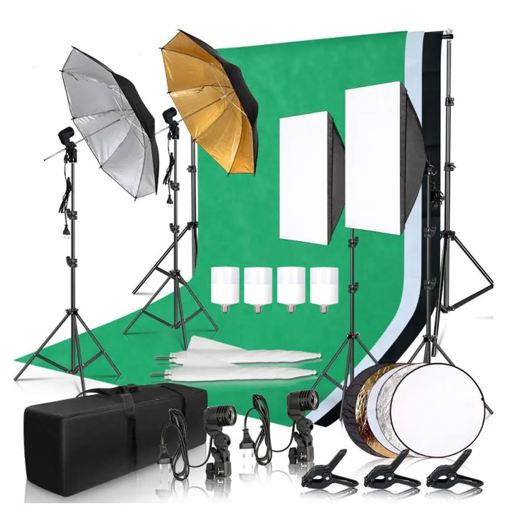 Photography Lighting And Backdrop Kits - Kit Pencahayaan Softbox Studio Fotografi dengan