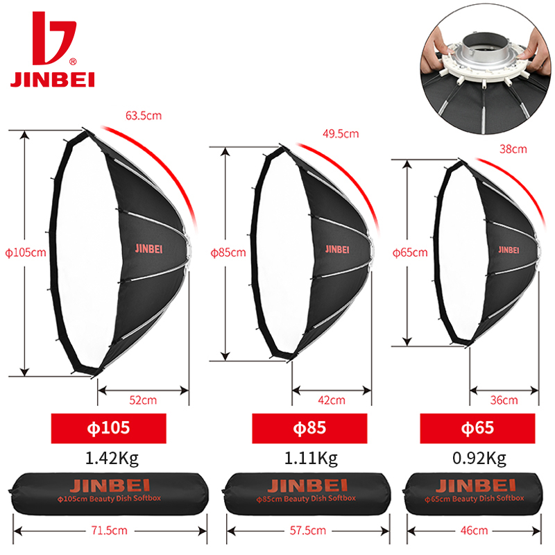 JINBEI 65 Quick Open Parabolic - Photography Lighting Studio ulasan dan harga